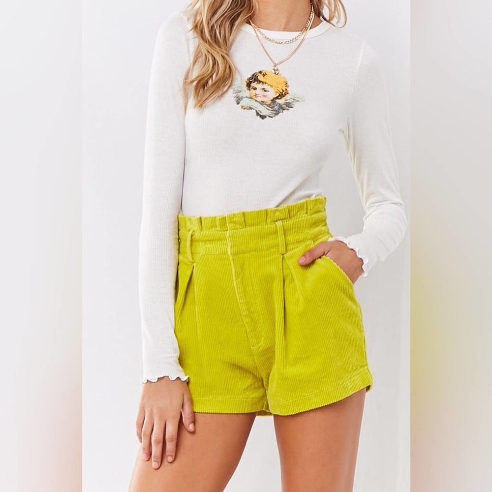 Forever 21  neon green paper bag waistband short size XS